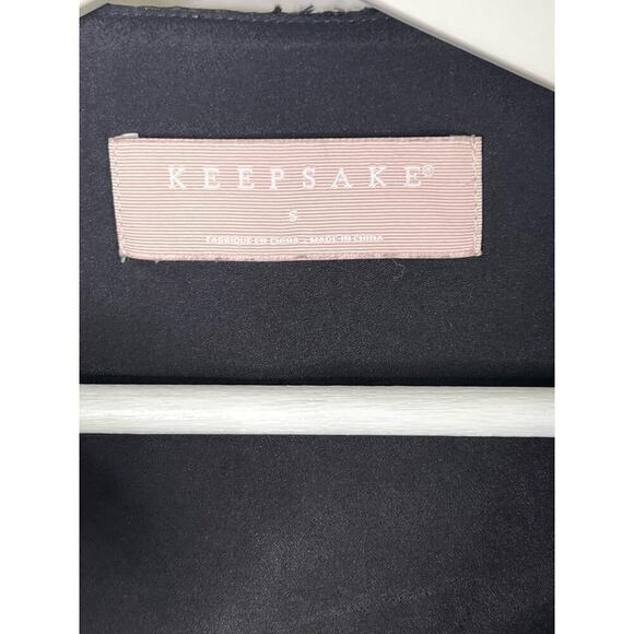 Keepsake Floral Long Sleeve Ruffle Trim Tie Front Crop Top Black Women's Size S - Picture 4 of 8